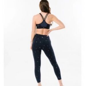 ZYIA Navy Gold Moon Terrance Luxe Bra and Matching Leggings Set